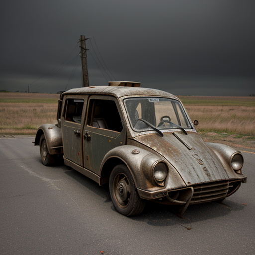 A weathered, antique telephone switch slowly morphing into a sleek, futuristic autonomous vehicle.